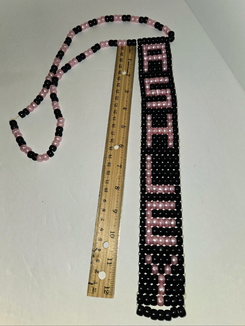 Handcrafted Pink & Black Beaded Door Hanger Wall Decor